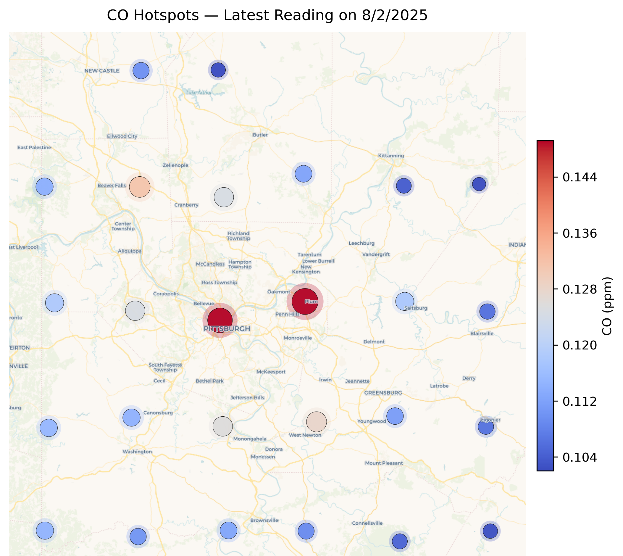 Map of CO hotspots